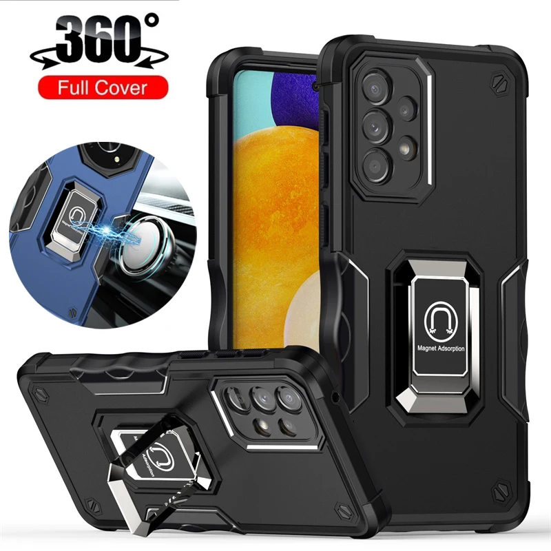 

Armor Case For Samsung Galaxy A73 A53 A33 A23 A13 A04s 4G 5G Coque Ring Stand Shockproof Magnetic Holder Protection Back Cover