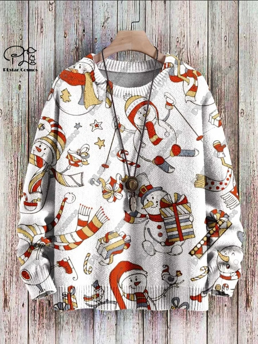 새로운 3D 프린트 산타클로스 눈송이 크리스마스 트리 엘크 아트 프린트 정품 어글리 스웨터 겨울 캐주얼 유니섹스 스웨터 S-2