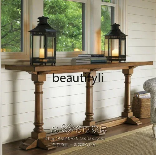 TTT  American entrance platform Nordic simple retro wall decoration strip case shelf long table