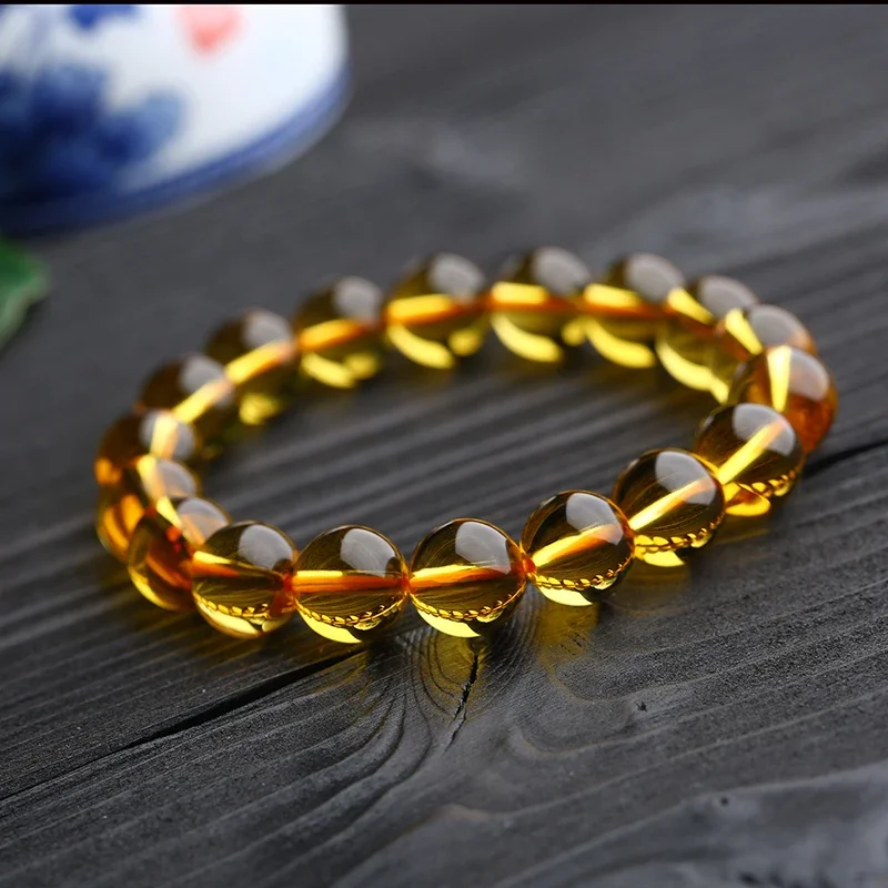 4-12mm DIY Yellow Citrines Beads Bracelets For Women Gift Trinket Elastic Stretch Cord Bangle DIY jewelry Lucky stone For Friend