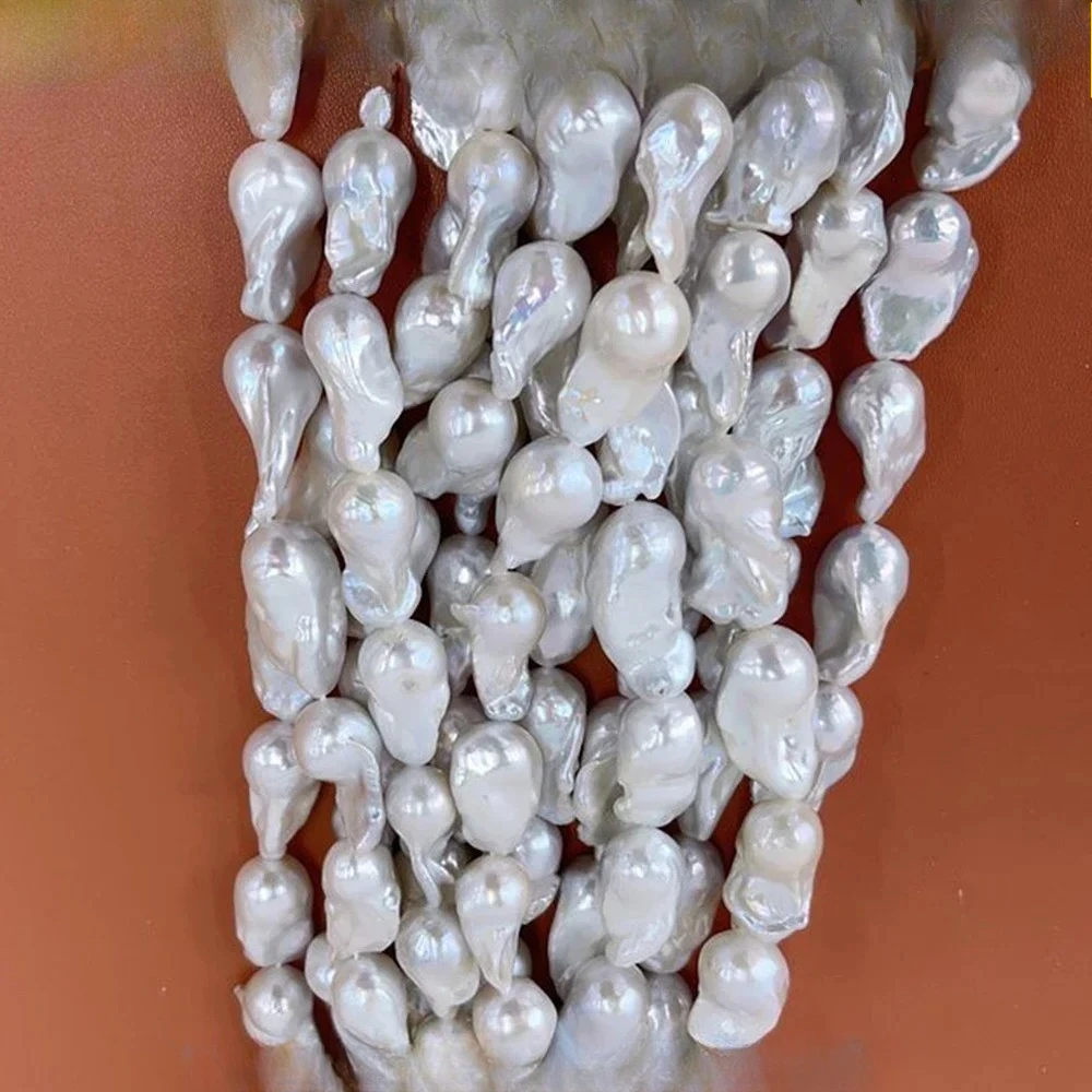 6A Grade White Baroque Freshwater Pearl Beads 25-30x15-20mm Smooth Irregular Shape for DIY Bracelet Jewelry Making Accessories