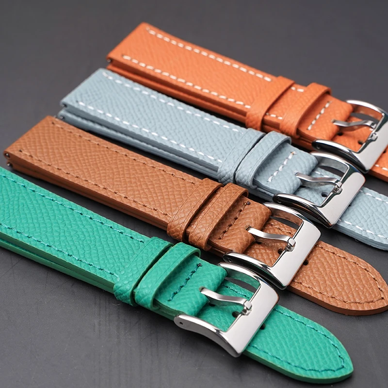 Epsom Uhrenarmband 18 mm 19 mm 20 mm 22 mm Kalbsleder-Uhrenarmband Schnellverschluss-Uhrenarmband Handgefertigter Armbandgürtel mit Palmenmuster – Detail 9