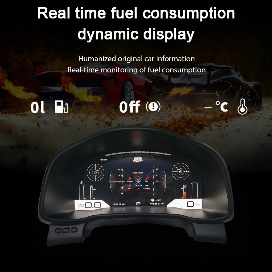 YTR 12.3 بوصة لينكس سيارة العنقودية الرقمية لهوندا صالح جاز 2014-2020 LCD عداد السرعة أداة افتراضية لوحة القيادة قمرة القيادة #5