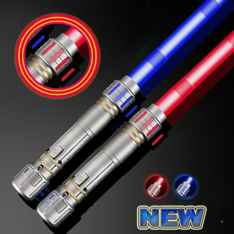 Lightsaber mainan pedang Laser 80cm RGB, pedang cahaya 7 warna berubah anak teleskopik Force FX FOC Blaster mainan pedang Jedi hadiah anak laki-laki