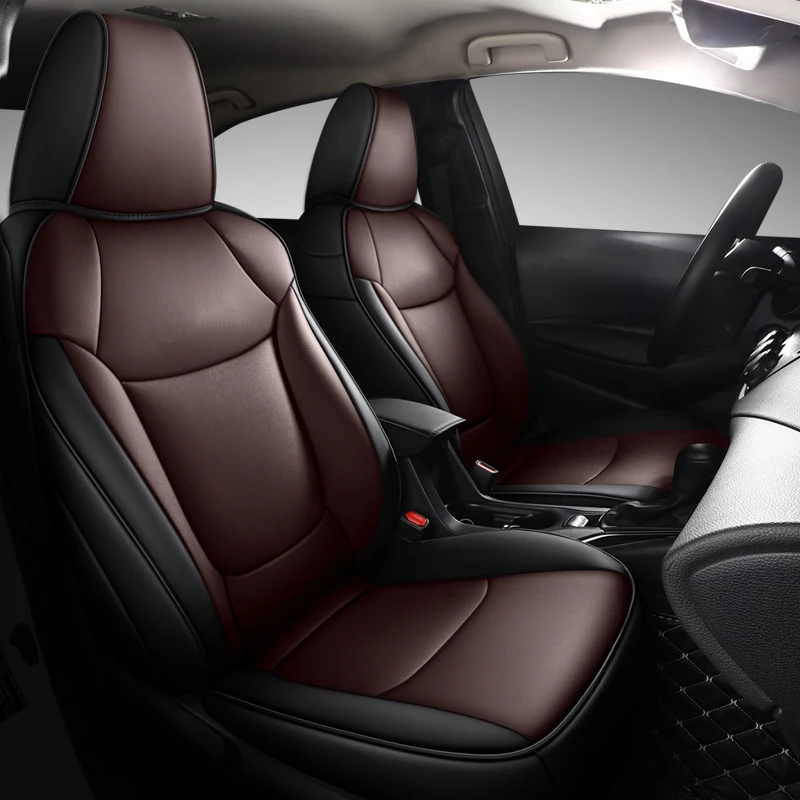 Custom Luxury Car Seat Cover For Toyota Corolla 2019 - 2024 Waterproof pu leather Color splicing Styling Seats Accessories-Red