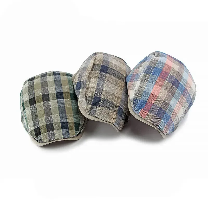 Spring and Summer Cotton Stripe Print Newsboy Caps Flat Peaked Cap Men and Women Painter Beret Hats 165