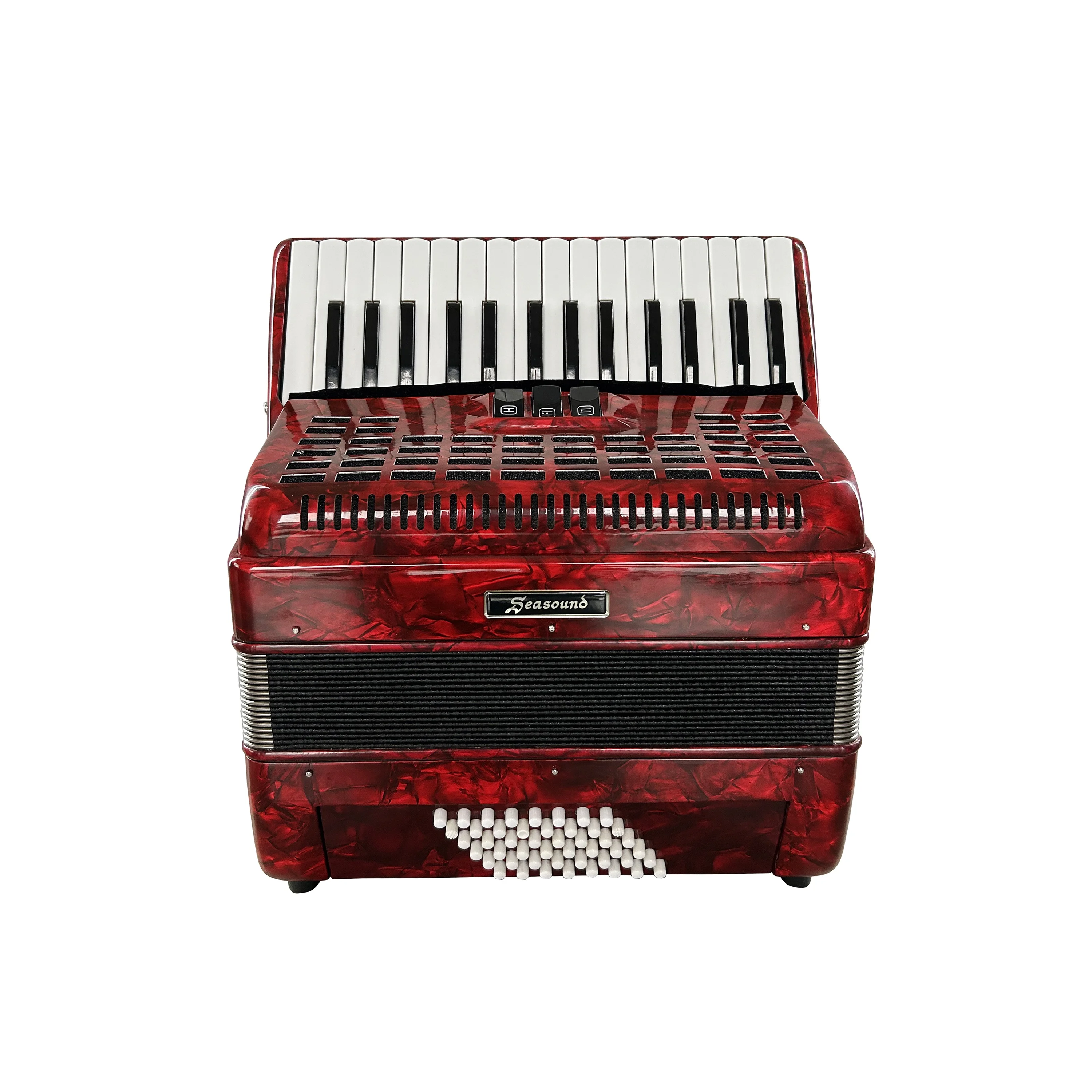 Professional OEM JP3048B Wood Accordion 30 Keys 48 Bass 3 Registers-Red Celluloid Piano Keyboard (Diatomic Chromatic)