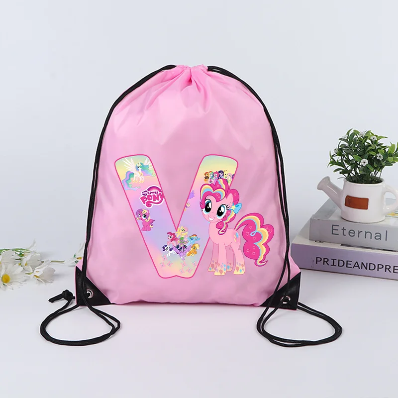 

My Little Ponys Waterproof Foldable Gym Bag Bundle Pocket Riding Drawstring Backpack Cute Anime Women Sports Storage Bags Gift