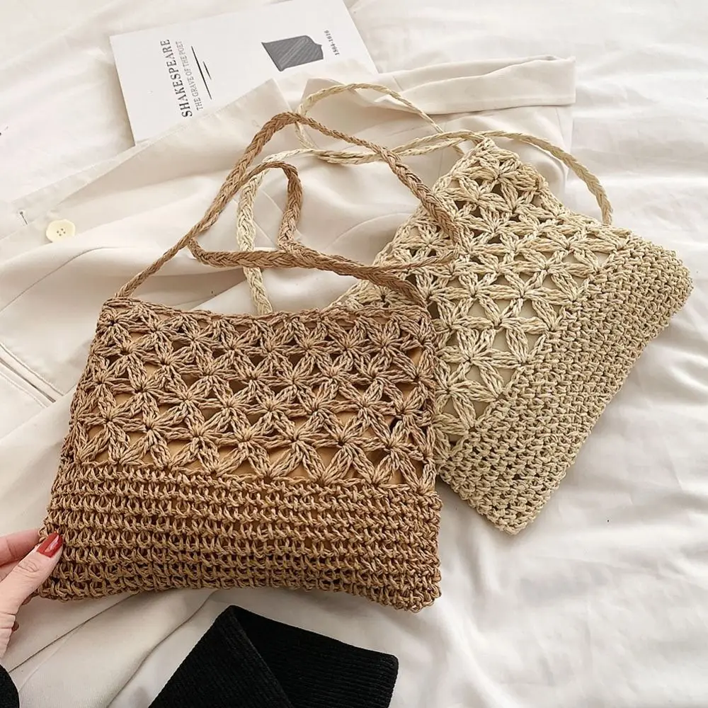 Plecione torby ręcznie robione torebki ze słomy z dzianiny modne puste torby Messenger Bohemia torba na ramię Crossbody plażowa