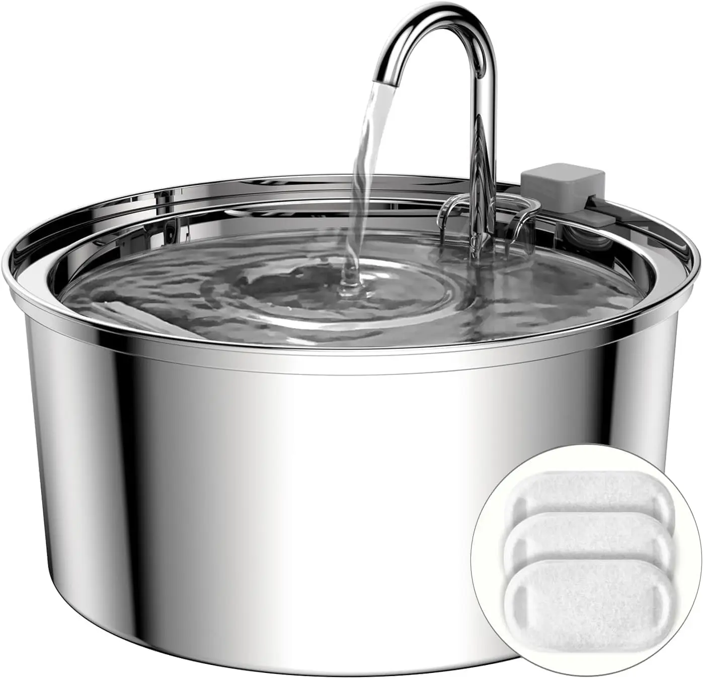 

Cat Water Fountain, 3.2L Stainless Steel Automatic Pet Fountain with Ultra-Quiet Pump & 3 Filters for Cats, Dogs