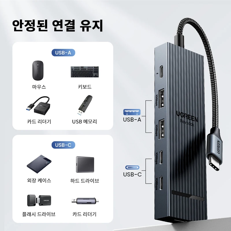 UGREEN USB C 허브, 10Gbps, 4K60Hz, HDMI, USB3.2, PD1... - 4
