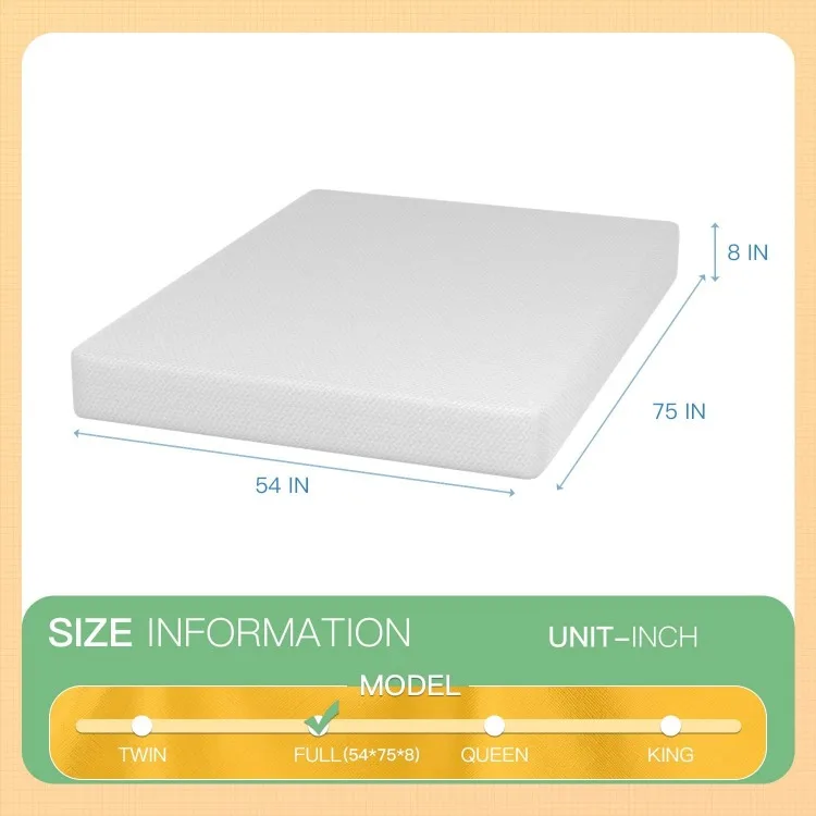 8 inch Memory Foam Mattress Cooling Gel Green Tea Infused Mattress,Fiberglass Free