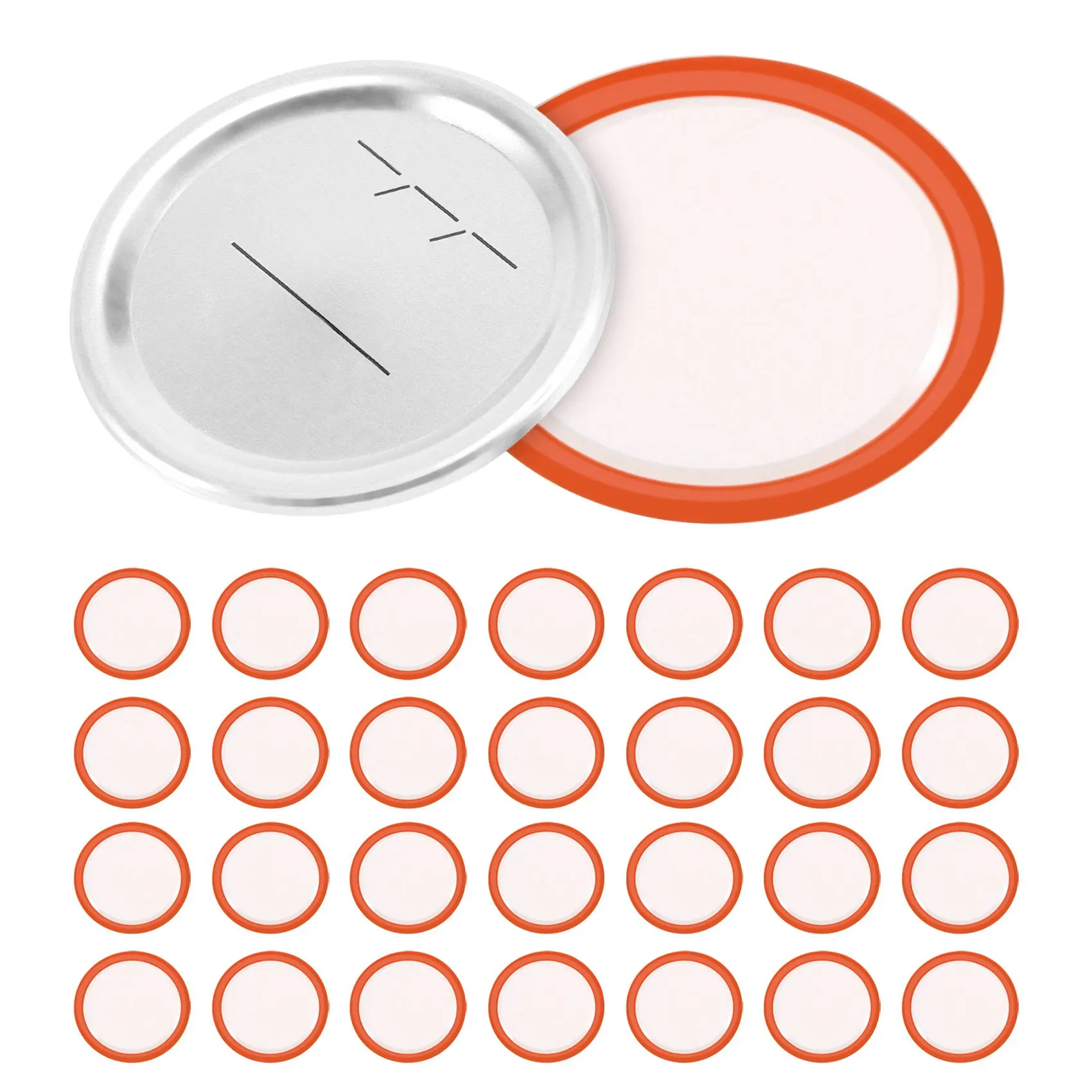 Premium-Canning Lids Regular Mouth for Ball/Kerr Jars, Split-Type Metal Jar Lids with Silicone Seals, Silver, 28 PCS