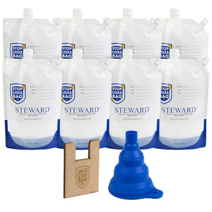 

StopLossBags 8 Reusable Paint Storage Bags Airtight Paint Saver Pouches with Funnel and Clip for Easy Pouring Mixing and Dispen