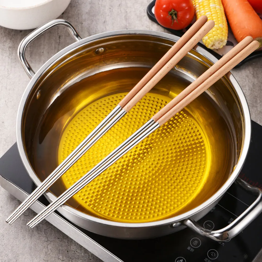 

2 Pairs 304 Stainless Steel 40cm Extra Long Frying Chopsticks Kitchen Tools for Hot Pot Noodles BBQ Camping