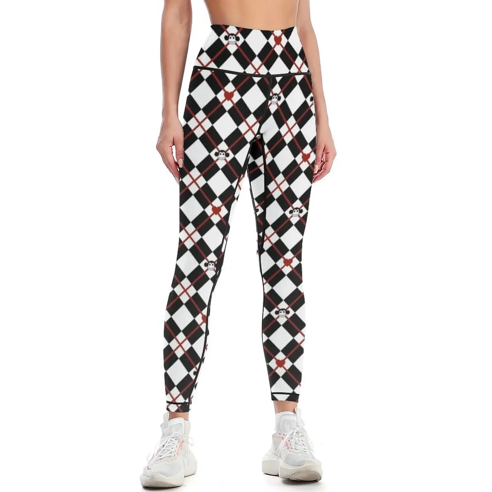 

Skeleton Monkey Argyle Print Leggings Fitness woman Female legging pants Womens Leggings