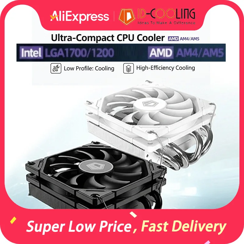 ID-COOLING IS-40X V3 45mm 높이 4 히트파이프 CPU 쿨러 12V 4PIN PWM 저소음 팬 인텔 LGA1700/1200 AMD AM4/AM5 지원