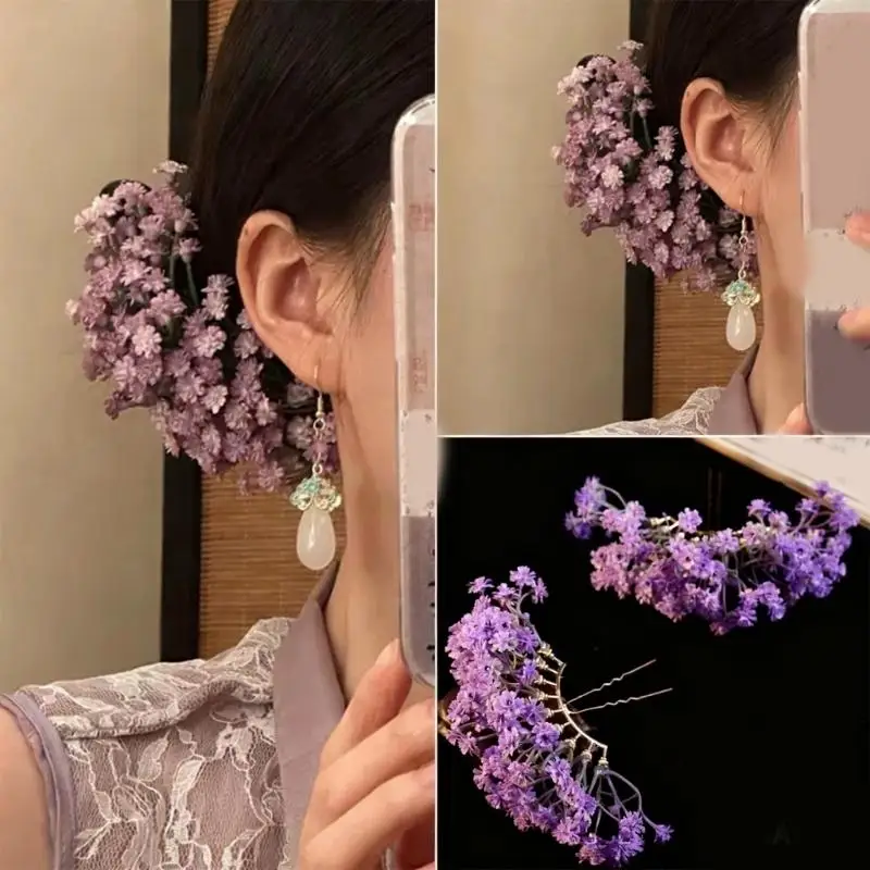 

652F Stylish Faux Gypsophila Hair Accessory Formal Casual Outfit Enhancer Hairpin