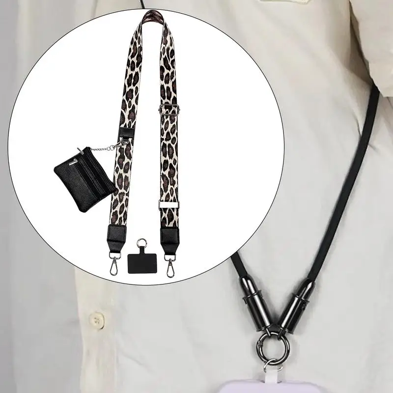 Phone Strap With Zippered Pouch For Women, Adjustable Cellphone Lanyard Crossbody With Wallet ,Clip And Go Strap for Phone