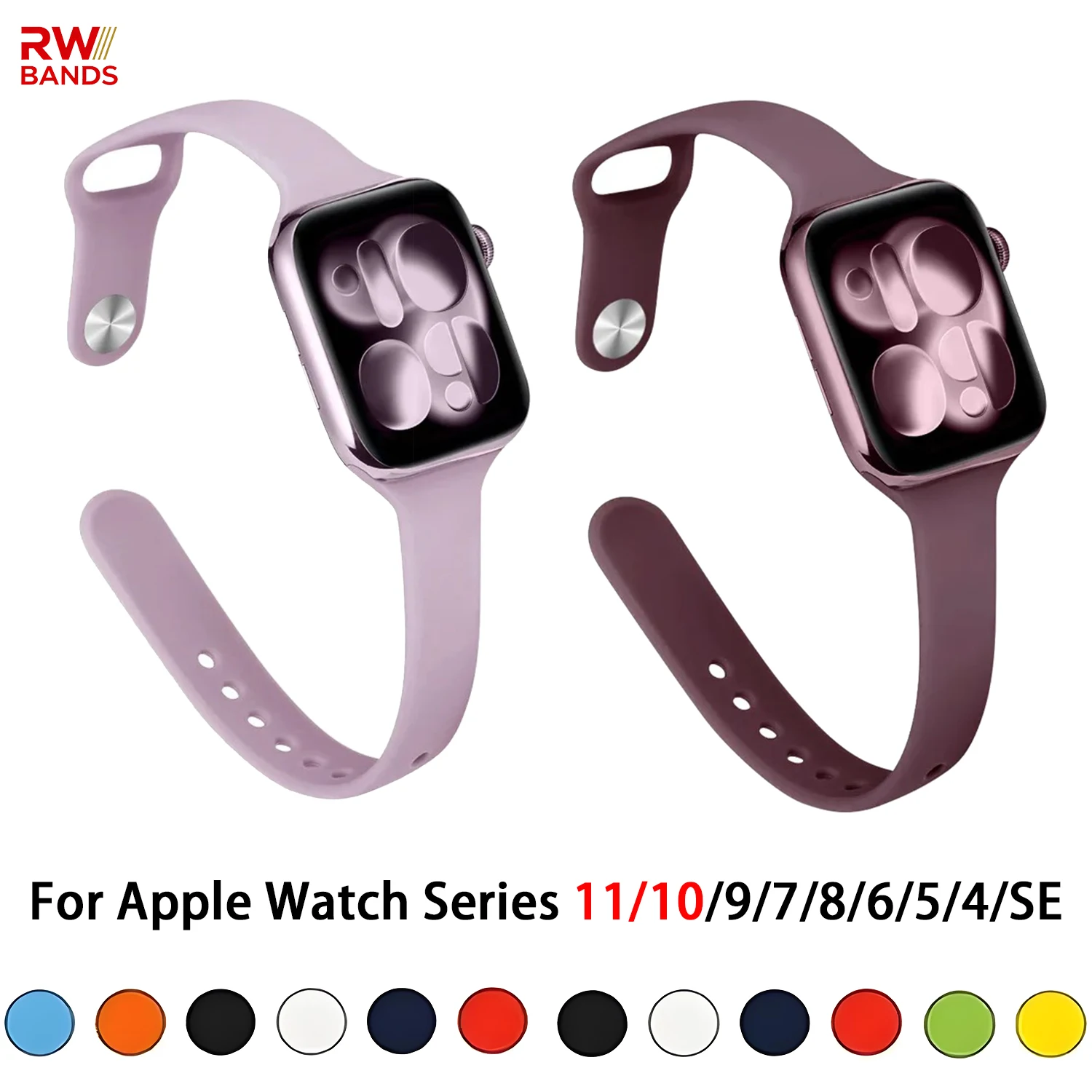 Schlankes Armband für Apple Watch Band 46mm 44mm 40mm 41mm 42mm Ultra 49mm Silikonarmband Correa iWatch Serie 11 10 9 6 7 8 45mm