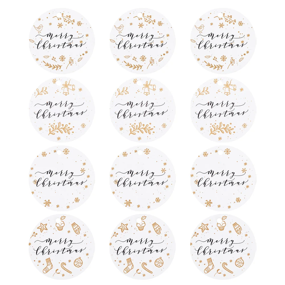 

400Pcs Christmas Gift Tags Decorative Hanging Hole for Gift Wrapping Merry Christmas Round Labels Xmas Party Favor Baking