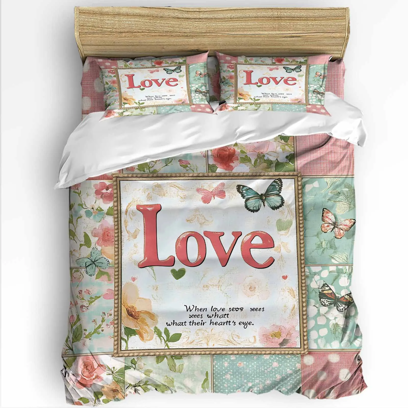 

Чехол с цветочным фоном LOVE, постельное белье, домашний текстиль, комплект постельного белья для взрослых, пододеяльник, плоская простыня, наволочки, пододеяльник