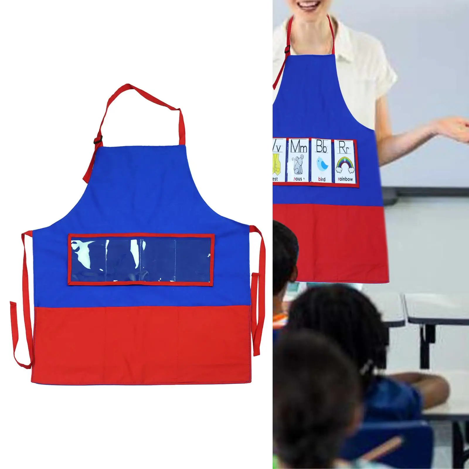

Story Teaching Apron with Pockets Work Apron Vividly DIY Storytelling Apron for Classroom Playing Crafting Preschool Childrens