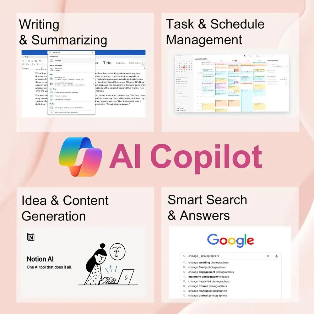 High-Performance Laptop for Students & Professionals: Office 365, AI Assistant, Intel Core, 1.1TB Storage, 8GB RAM, Windows 11