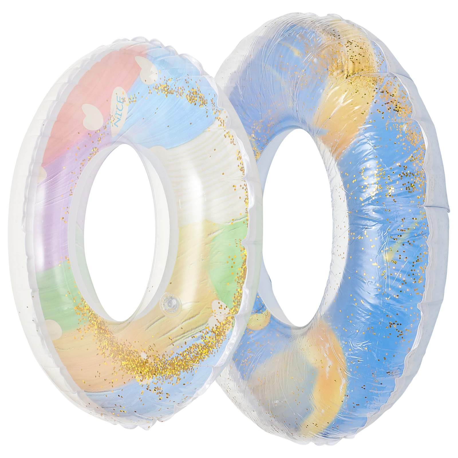 

2Pcs Summer Swimming Ring PVC Inflatable Kids Rings Portable Colorful Tubes for Pool Beach Festivals Decorations