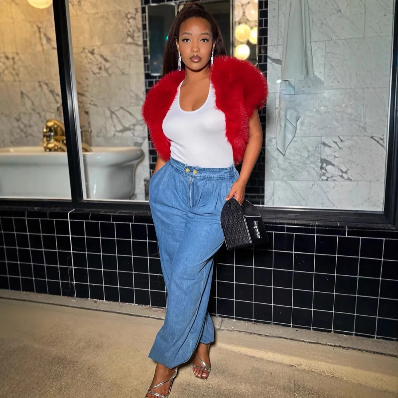 

Женские джинсы прямого кроя, винтажные, с эффектом потертости, джоггеры, брюки с эластичным поясом на молнии, вареные, в уличном стиле, женские джинсы 2026