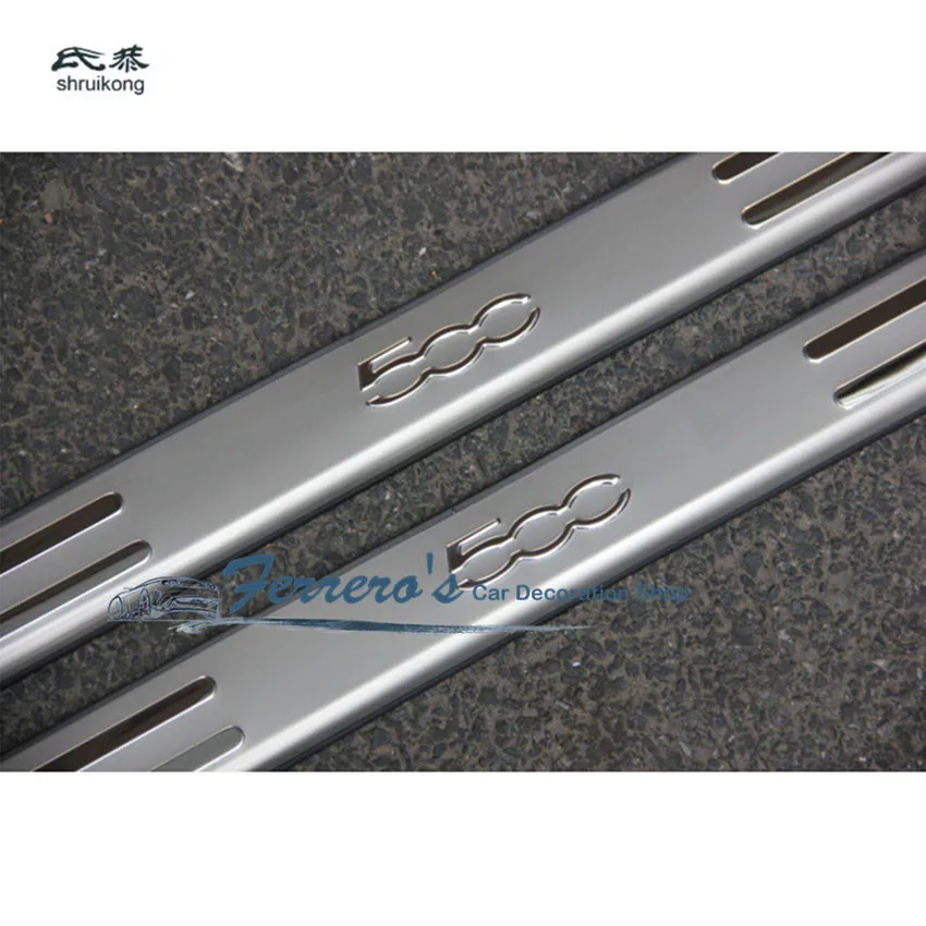 2PCS/LOT Stainless Steel For 2007-2015 FIAT 500 Auto Welcome Scuff Plate Cover Decoration Door Sill Pedal Car Accessories