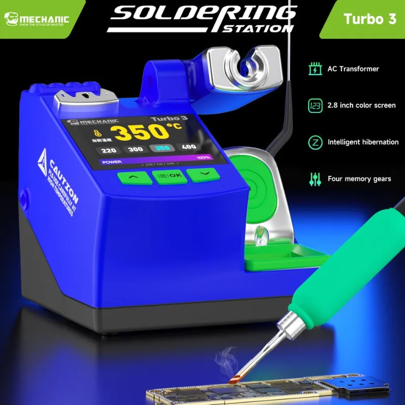 High-Efficiency Turbo 3 Soldering Station 3s Fast Heating & Rapid Tin Melting Stable Power Output for Electronics Manufacturing