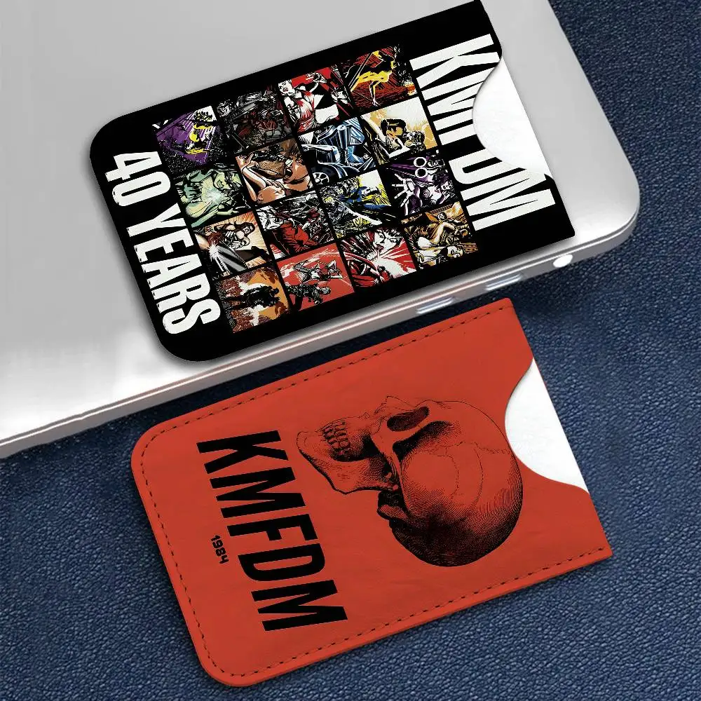 1pc K-KMFDM Band Ultra Slim Men Leather Mini Wallet Lightweight Credit Bus ID Card Holder Case for Daily Business Use