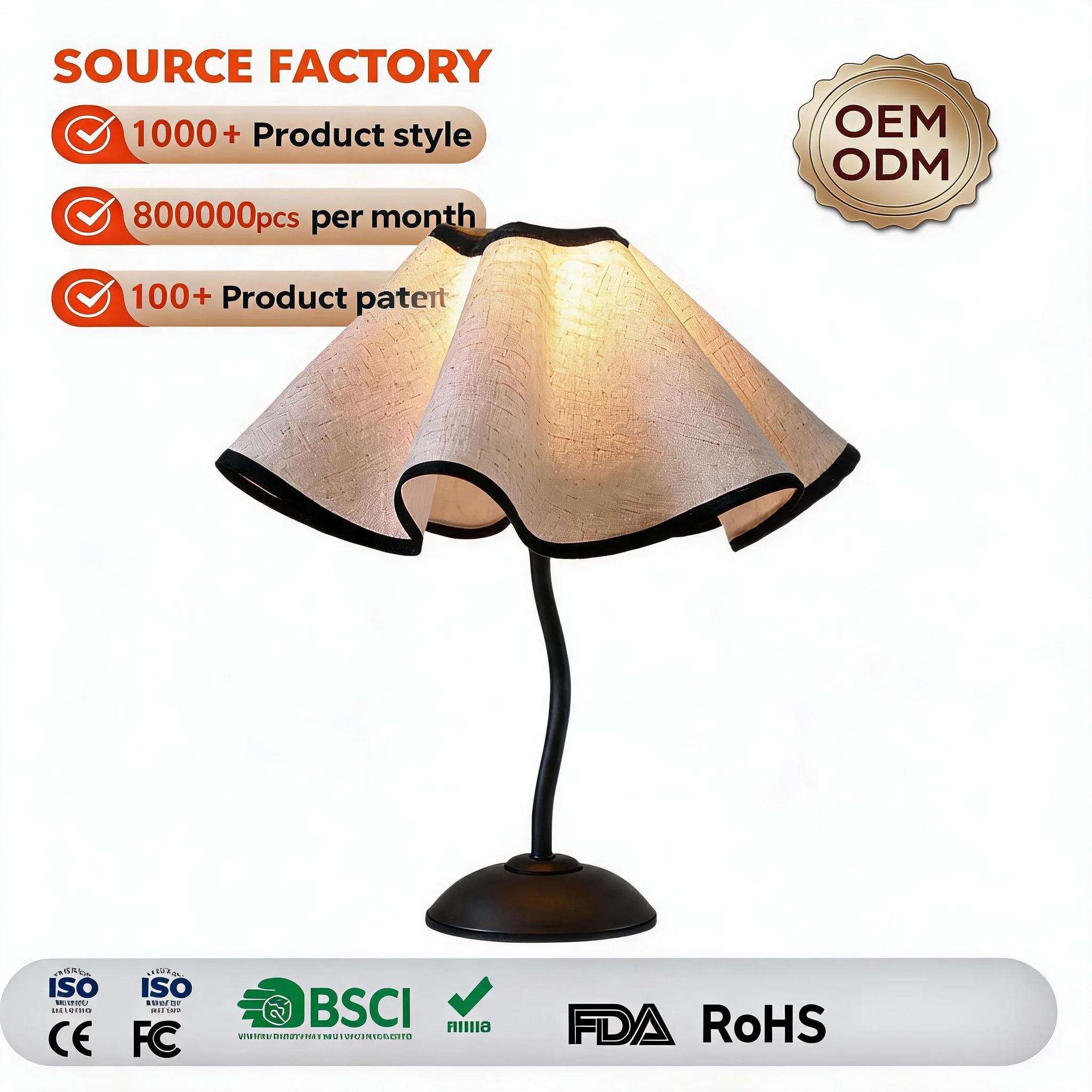 Ron & Wavy Fabric Rechargeable LED Table Lamp Soft Bedroom Light for Furniture Makers, Cafe Suppliers & Dropshipping Wholesalers