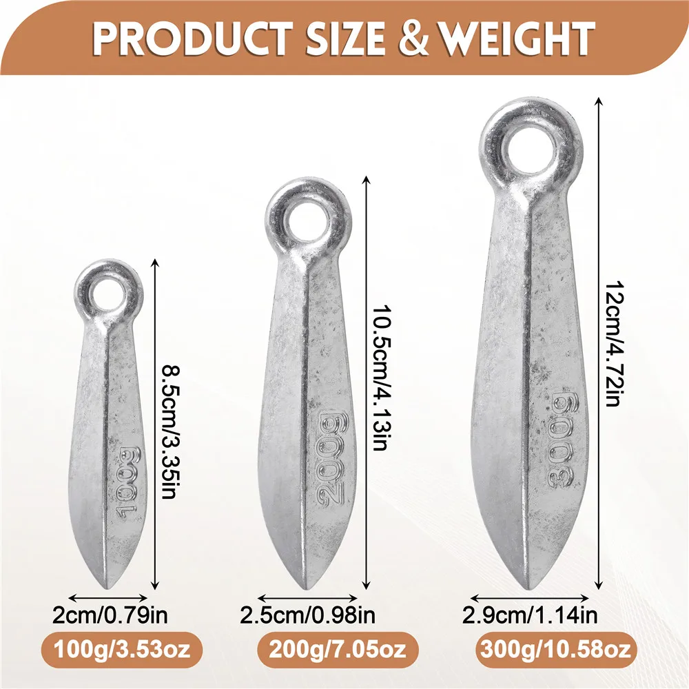 100/200/300g Bank Fishing Weights Sinker Longshot Cast Weights Saltwater Fishing Sinkers for Tuna Shark Big game Fishing tackle