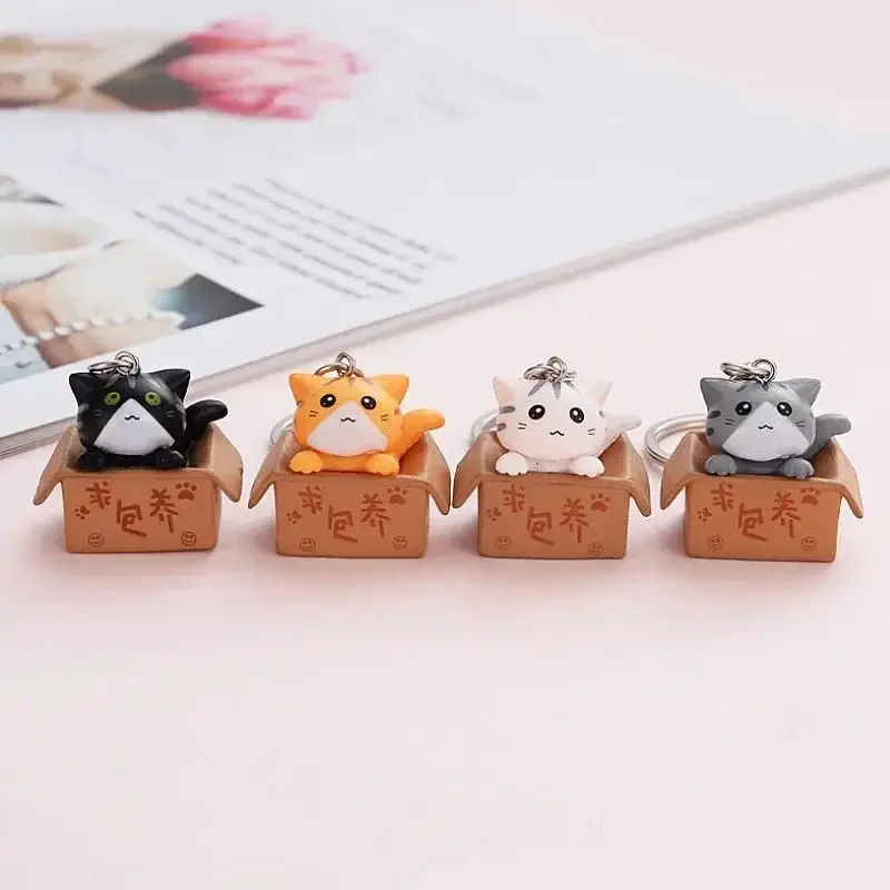 Lovely Cartoon Cat Keychains Lucky Fortune Carton Kitten Toy Keyring Pet Pendant Backpack Accessories For Women Men Couple Gift image 6