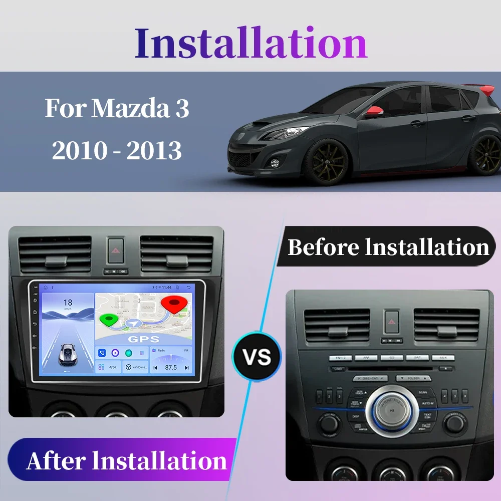 For Mazda 3 2010 - 2013 Car Radio Android Multimedia Player GPS Navigation Carplay Touch Screen Auto Stereo Intelligent Systems