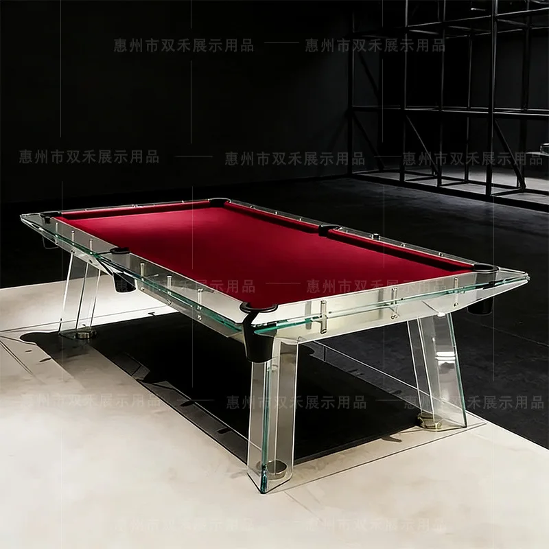 Tempered Glass Billiard Table, Transparent Crystal High-End Pool Table for Home Villa Club, 8ft Luxury Gaming Table