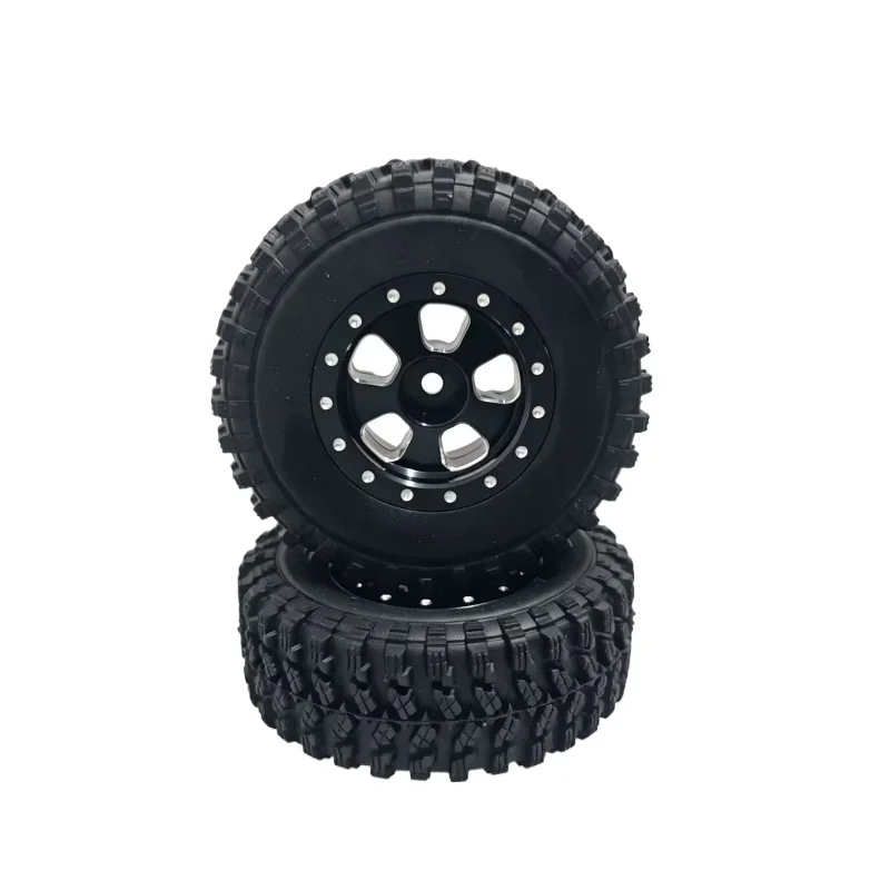Aluminum Tires one Piece And Wheel Hubs Set for MN-82 RC Off-Road Vehicle - RC Car Replacement Part Toy Accessory