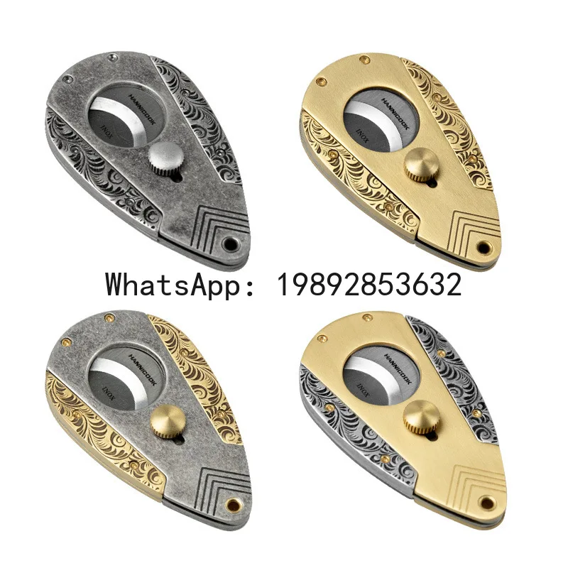 Yhg retro cigar cutter - stainless steel double-edged cigar clipper - leather gift box packaging - portable