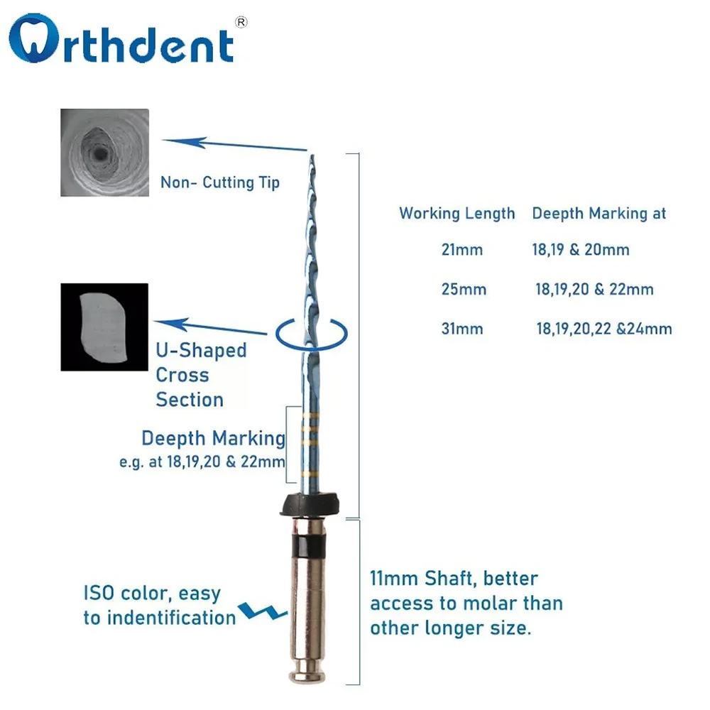 6Pcs/Box Orthdent Dental Endodontic Reciprocating Blue Heat Files Reciprocation Endo NITI File Canal Root Treatment Dentist Tool