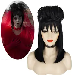 Synthetic Long Black Hair Wig With Necklace Cute Natural Soft Hair with Wig Cap Colored Wigs for Party Costume THE RUNAWAY BRIDE