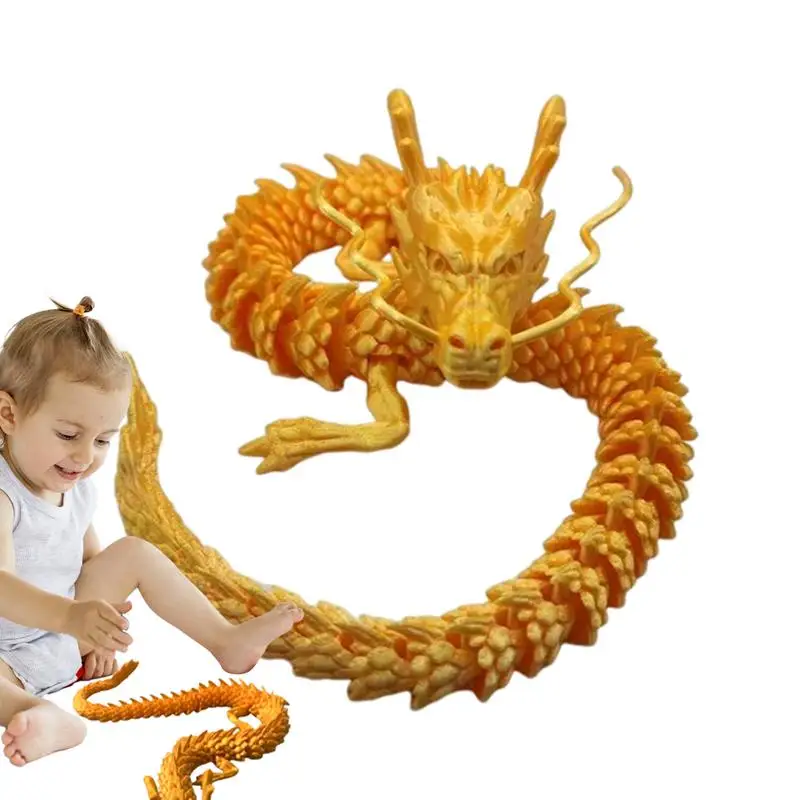 3D Articulated Dragon Posable Gold Articulated Dragon Toy Sensory Fidget Toys For Boys Girls Youth