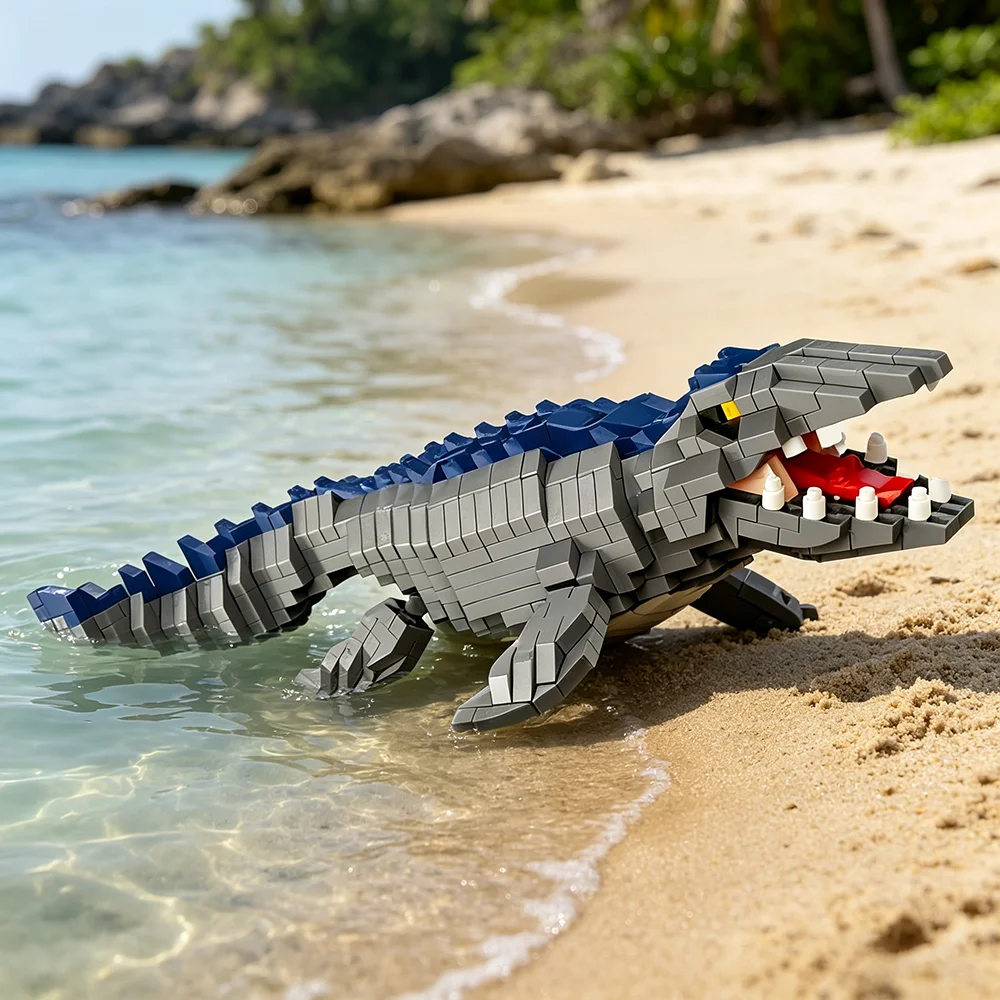 

Dinosaur Series Mosasaurus Building Blocks Marine Life Model Educational Toy Builds Spatial Logic Patience Focus STEM Learning
