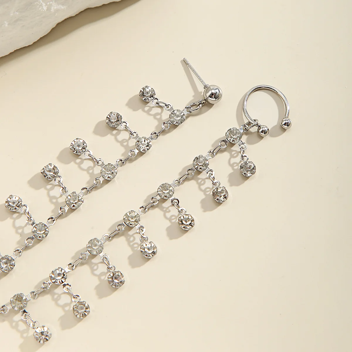 Punk Women Earring Geometric Tassel Chain Indian Imitation Nose Chain Earring Nose Clip Piercing Jewelry