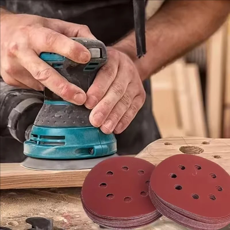 10/30/50PCS 8 Lubang 125mm Amplas Kayu Logam Cakram Gerinda Abrasif Alat Poles 60 80 220 320 Grit Cakram Pengamplas