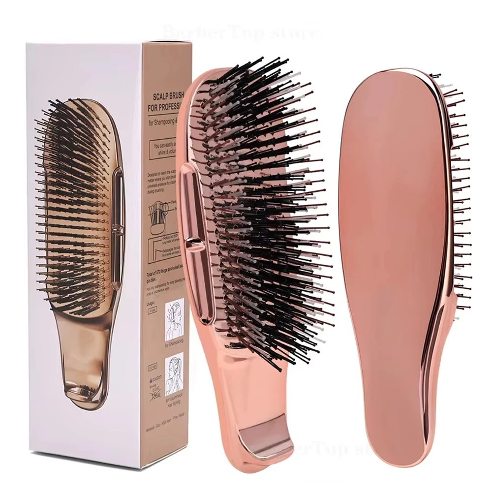 

Premium Head Massager Scalp Brush Hair Massager Shampoo Brush Wet Plastic Detangling Brush Hair Cleaning Comb Rose Gold