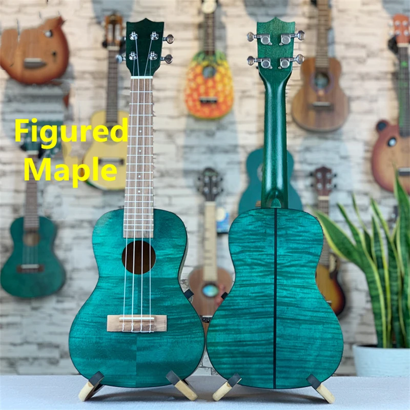 Ukulele 23 Inch Figured Maple Concert Matte No Logo Electric Mini Acoustic Guitar 4 Strings Ukelele Guitarra Musical Instrument