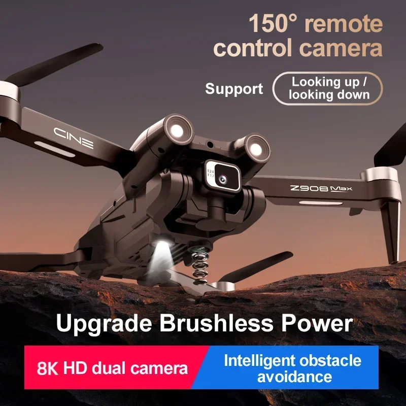 10000m Z908 Pro Max Drone 8k Profesional Hd Dual Camera Brushless Motor Fpv Obstacle Avoidance Foldable Quadcopter Rc Distance