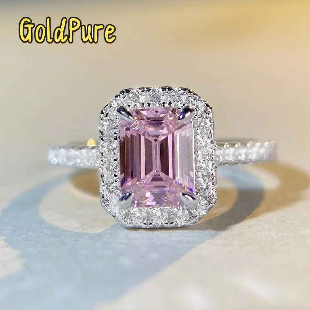 

Кольцо Goldpure Luxury из цельной платины PT950 с розовым бриллиантом 2 карата, квадратной огранки, с муассанитом